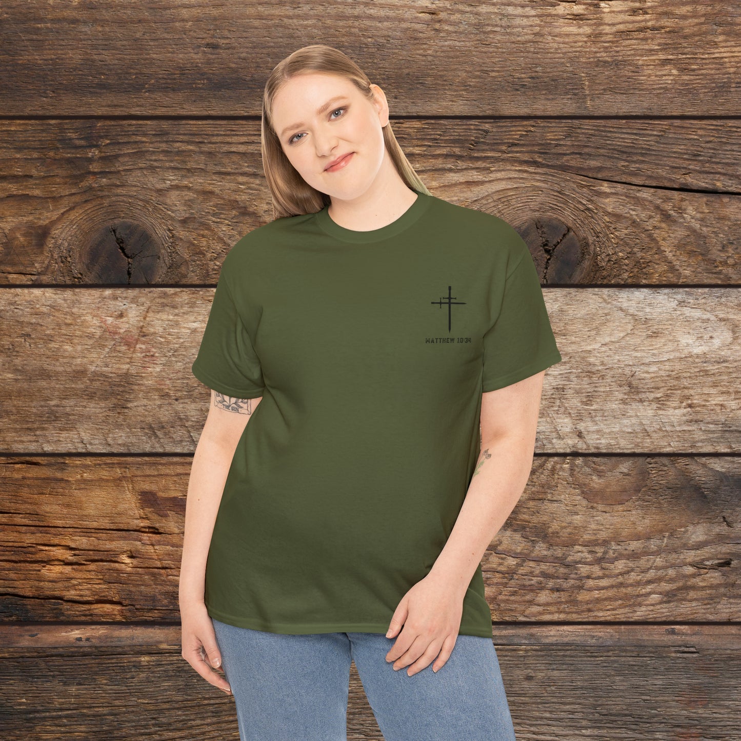 Matthew 10:34 Not Peace But A Sword Cotton Tee