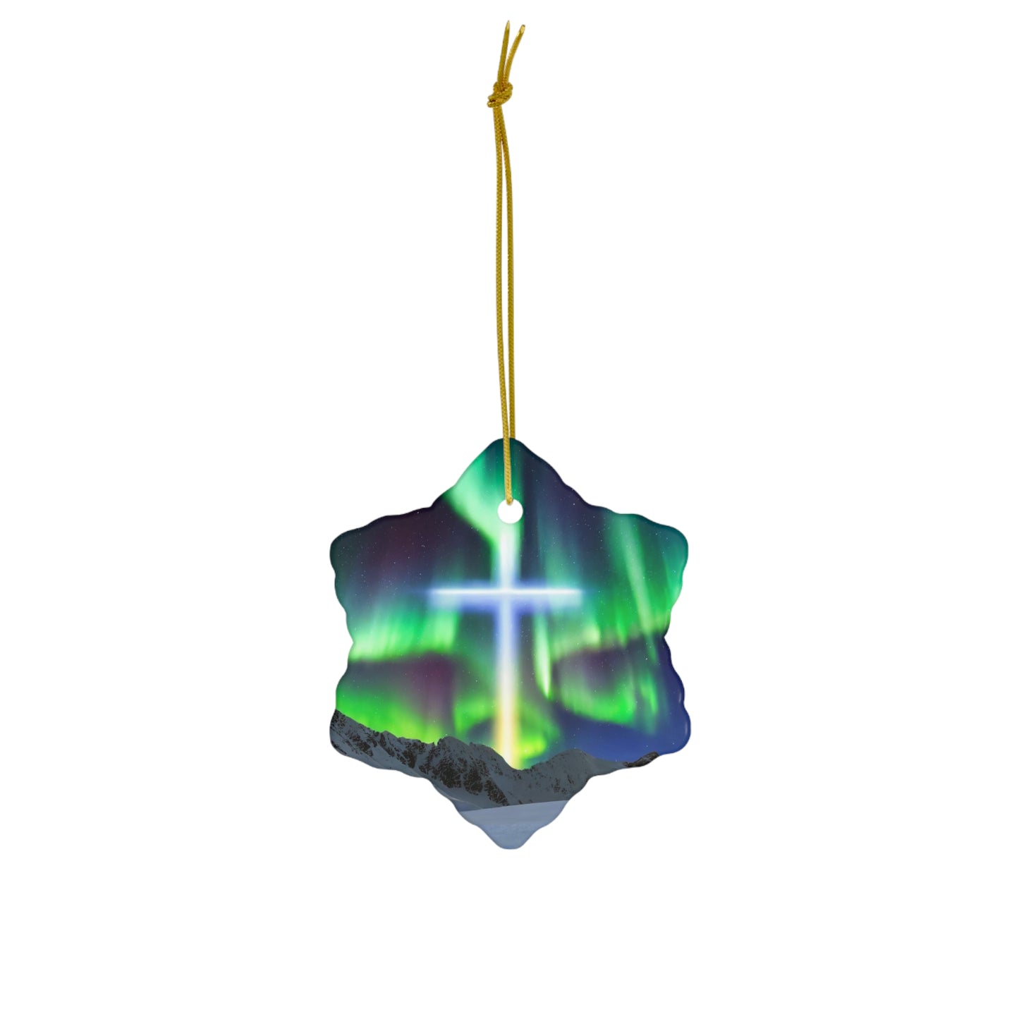 Northern Lights Cross Ornament