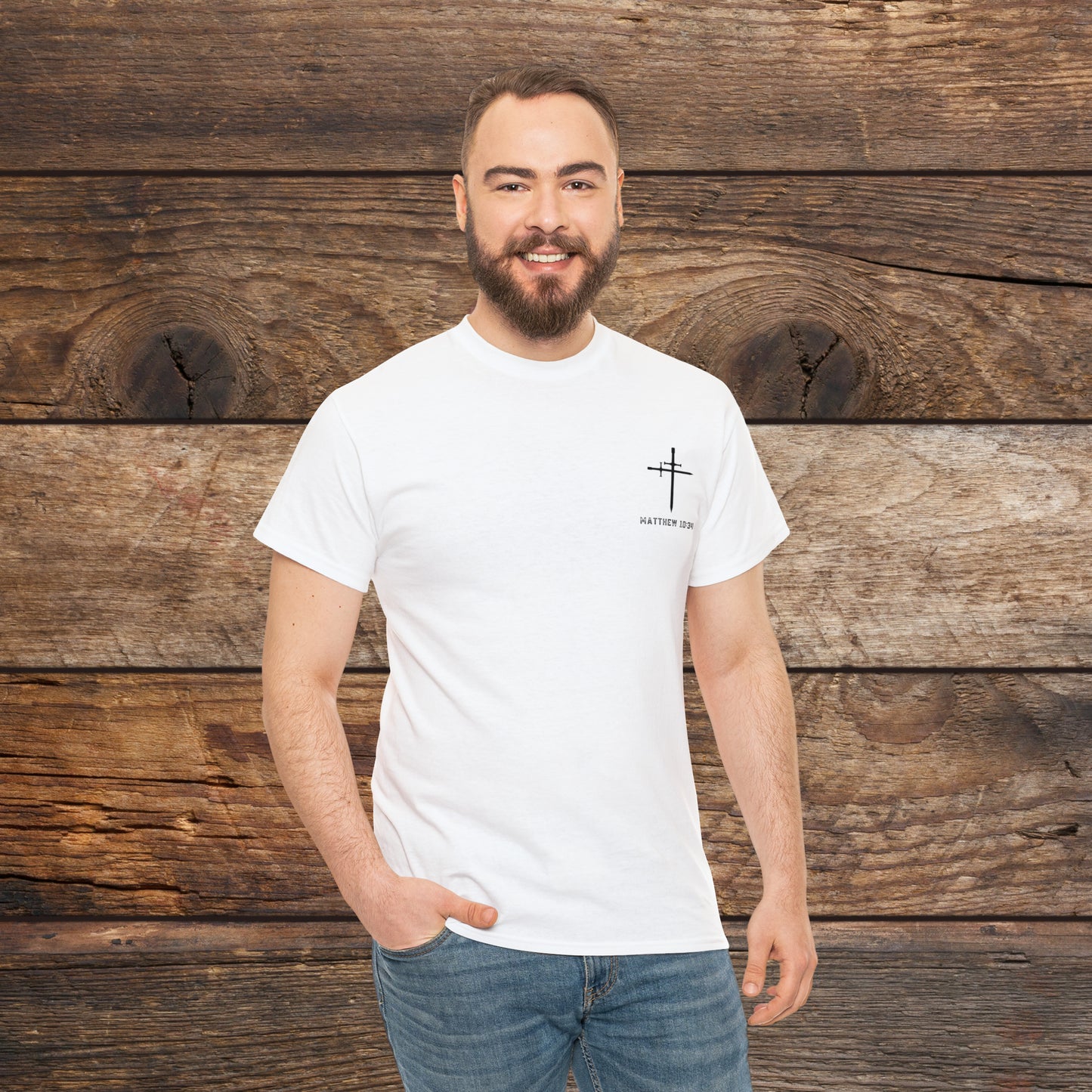 Matthew 10:34 Not Peace But A Sword Cotton Tee