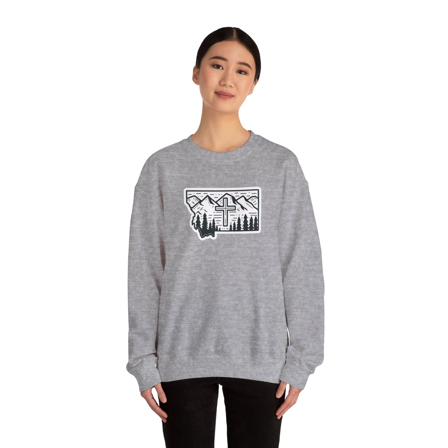 Montana Christian Cross Unisex Heavy Blend™ Crewneck Sweatshirt