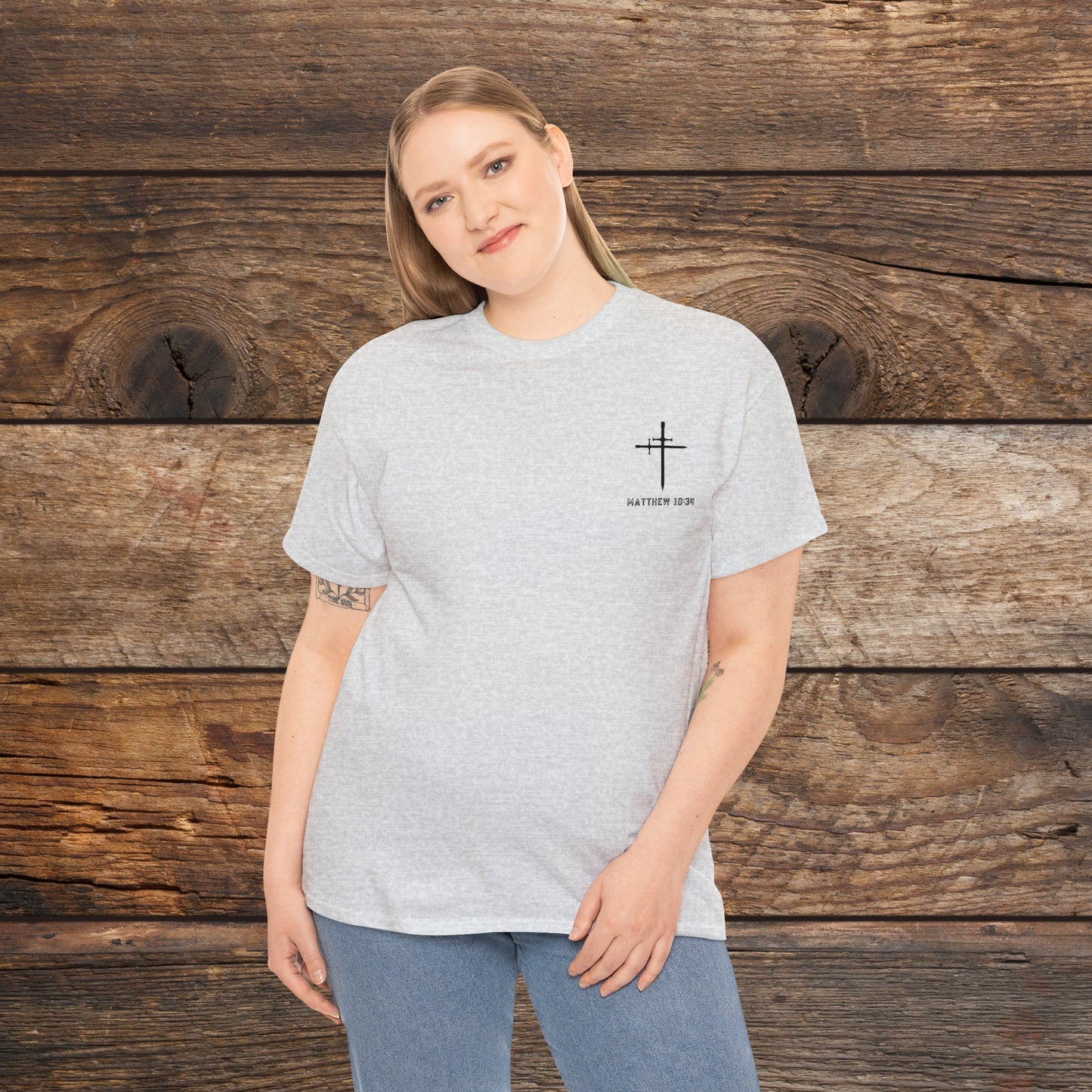 Matthew 10:34 Not Peace But A Sword Cotton Tee