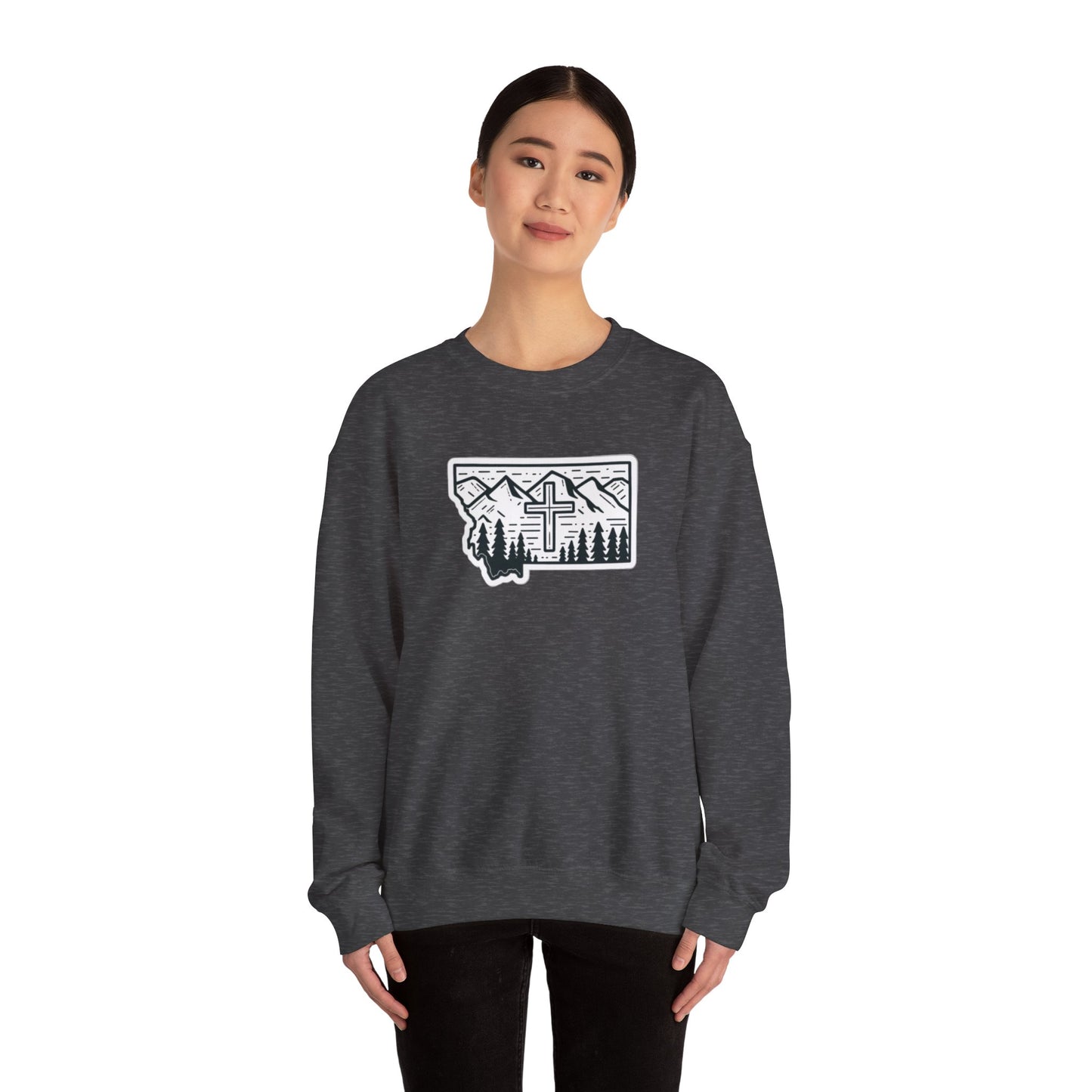 Montana Christian Cross Unisex Heavy Blend™ Crewneck Sweatshirt