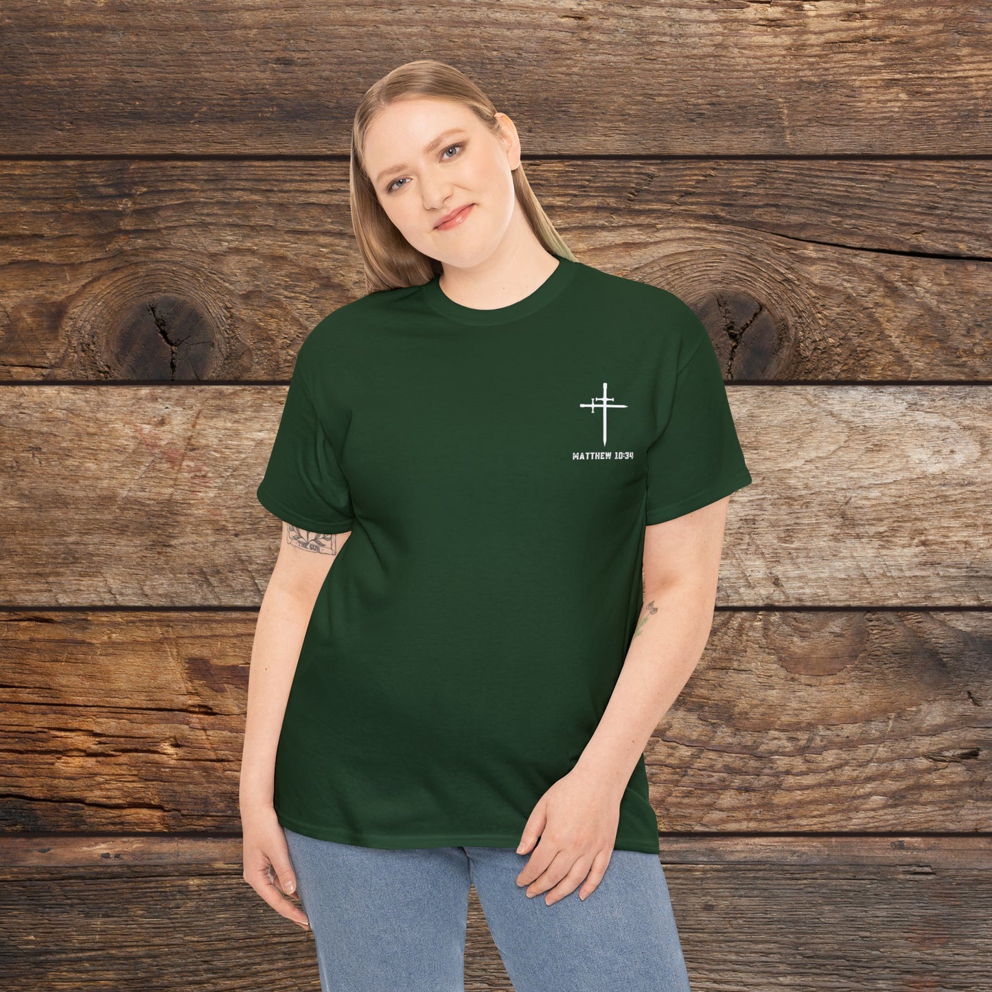 Matthew 10:34 Not Peace But A Sword Cotton Tee