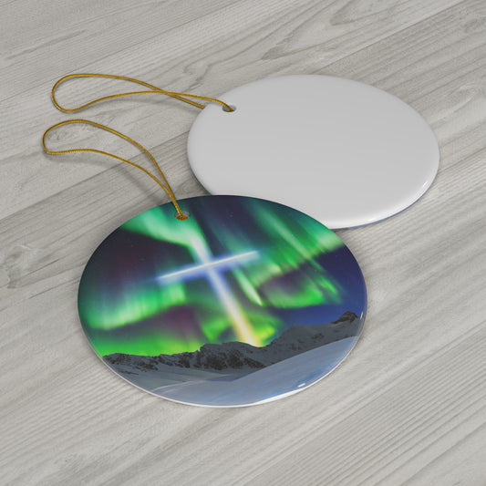 Northern Lights Cross Ornament