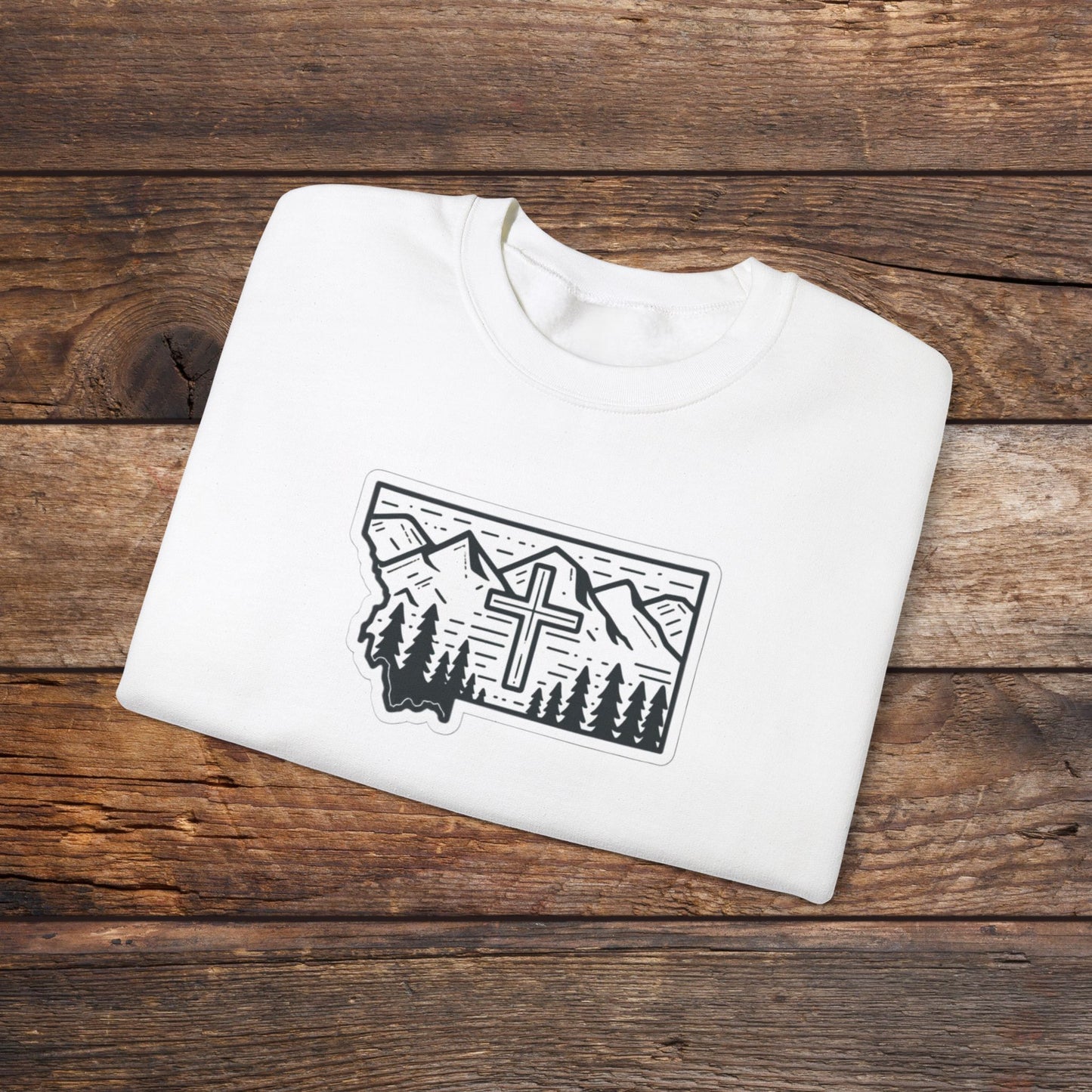 Montana Christian Cross Unisex Heavy Blend™ Crewneck Sweatshirt