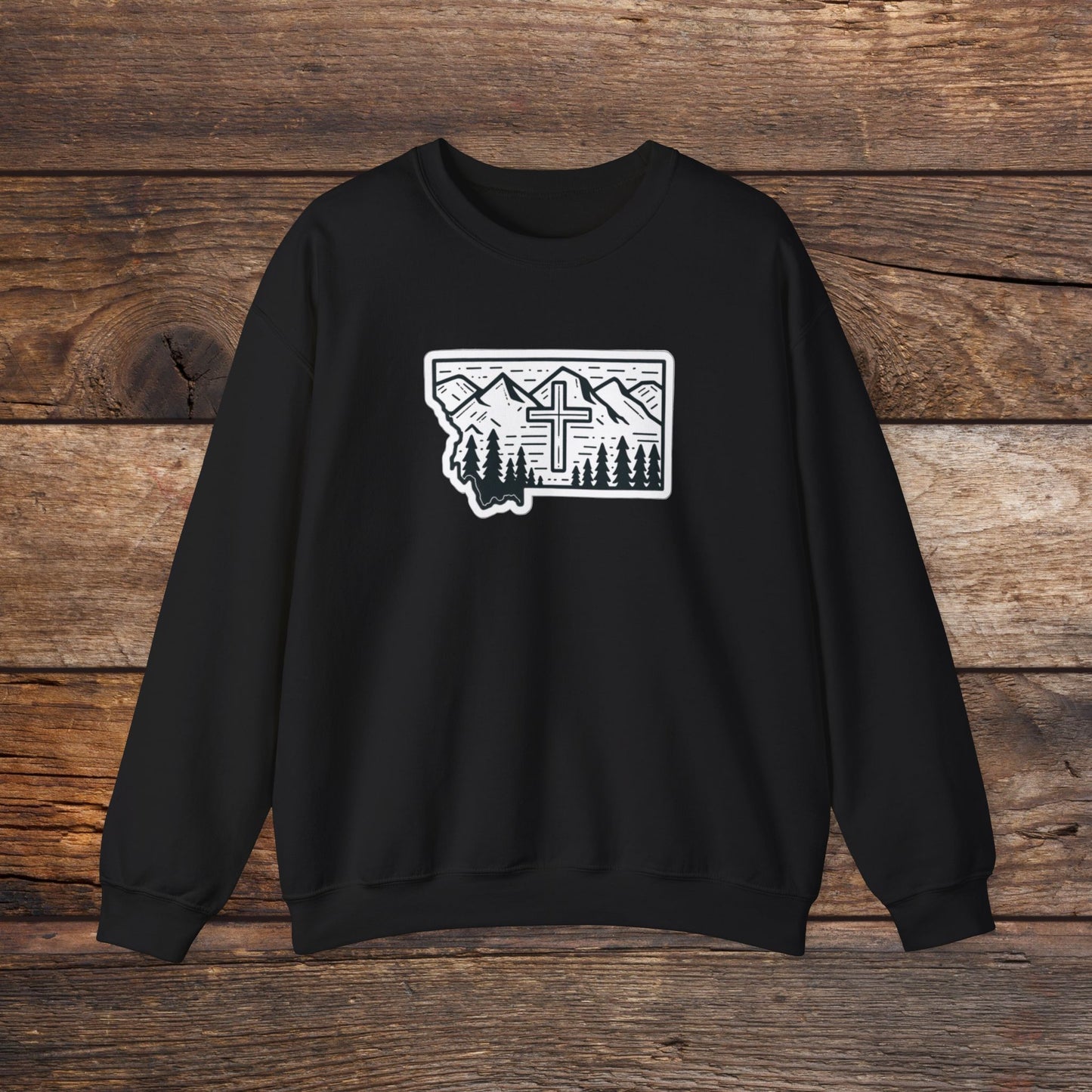 Montana Christian Cross Unisex Heavy Blend™ Crewneck Sweatshirt
