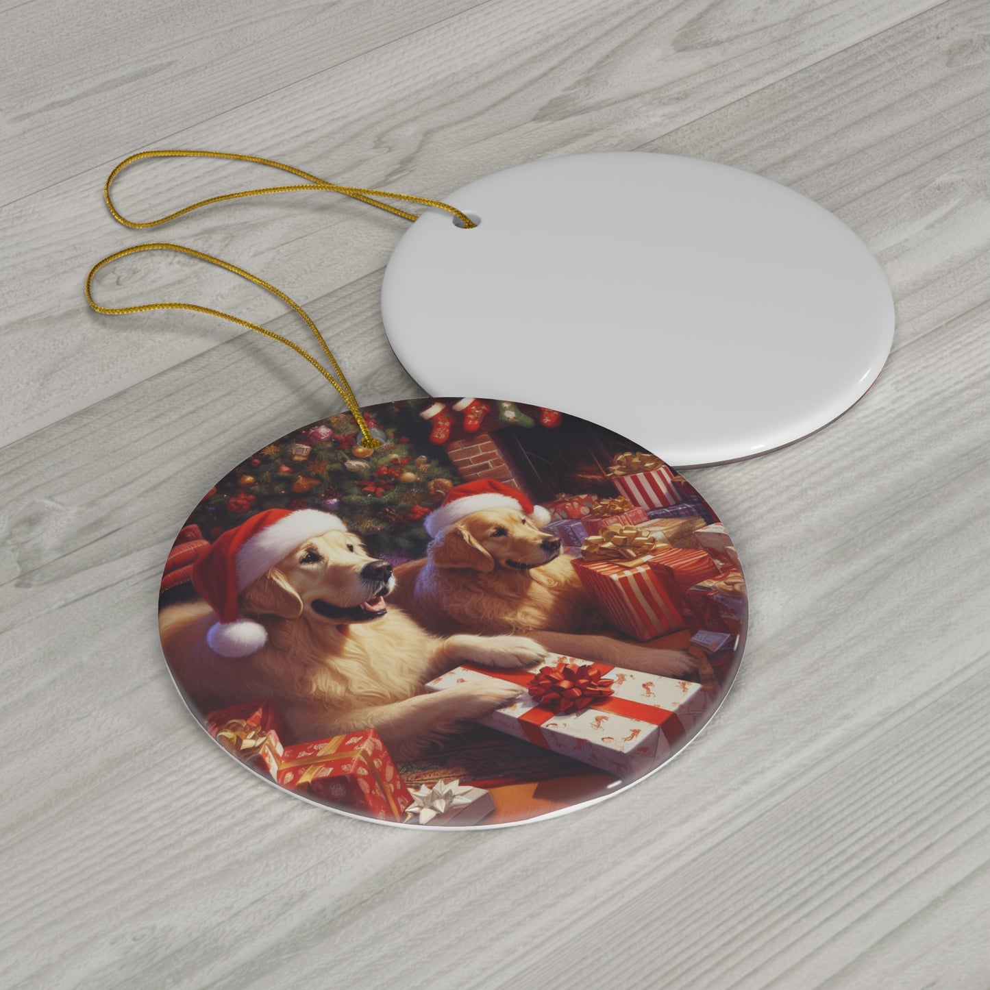 Golden Retriever Christmas Morning Ornament