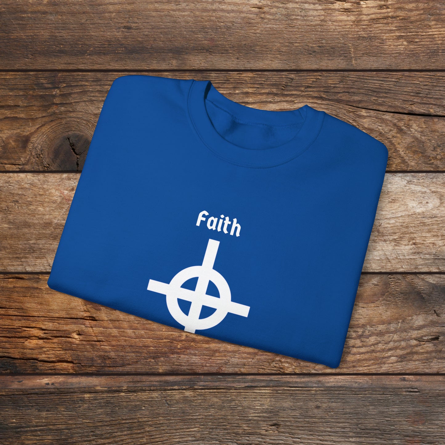 Faith and Folk Long Celtic Cross Large Front Logo Crewneck Sweatshirt