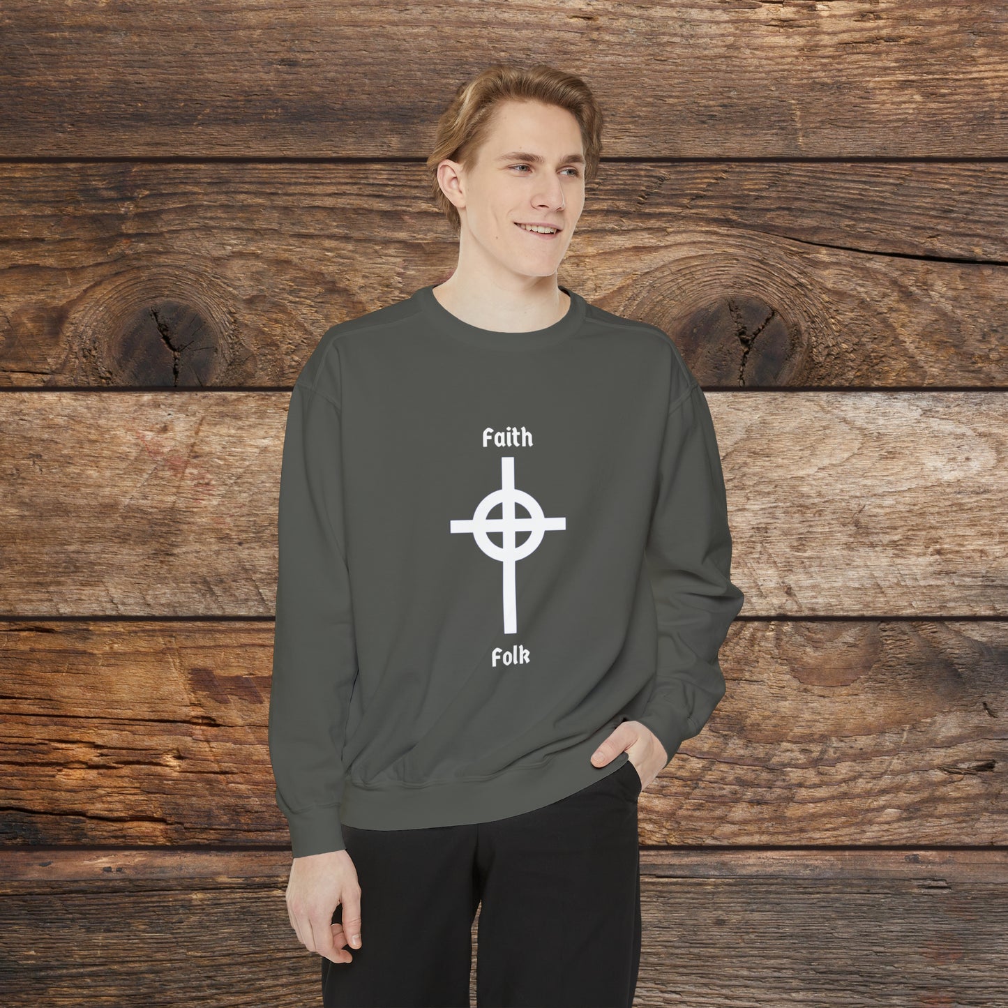 Faith and Folk Long Celtic Cross Crewneck Sweatshirt
