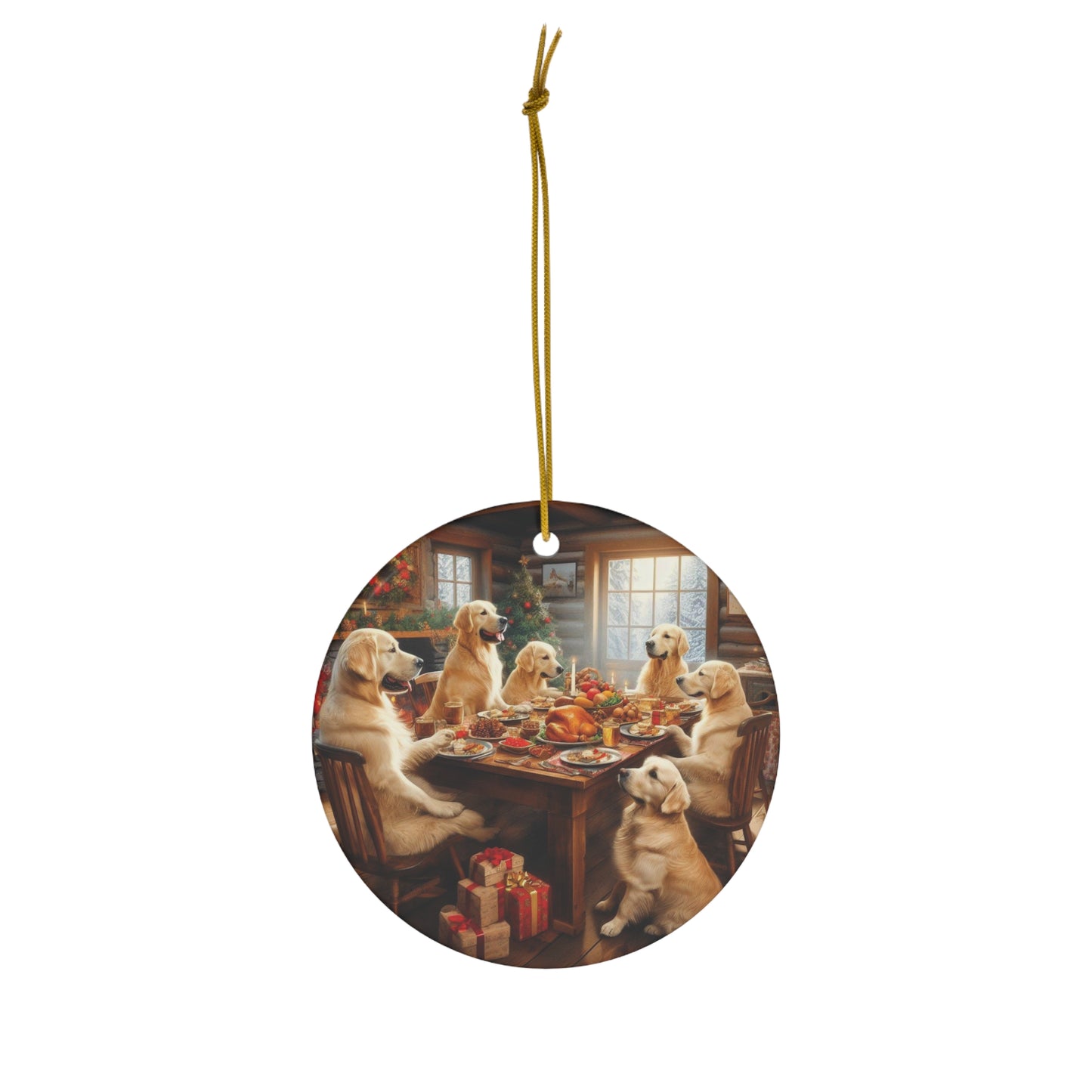 Golden Retriever Christmas Dinner Ornament