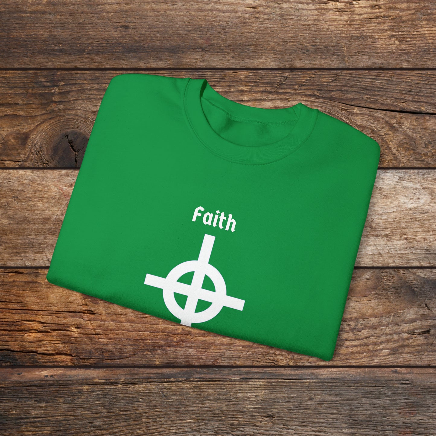 Faith and Folk Long Celtic Cross Large Front Logo Crewneck Sweatshirt