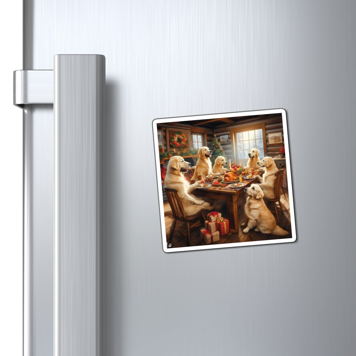 Golden Retriever Christmas Dinner Magnet