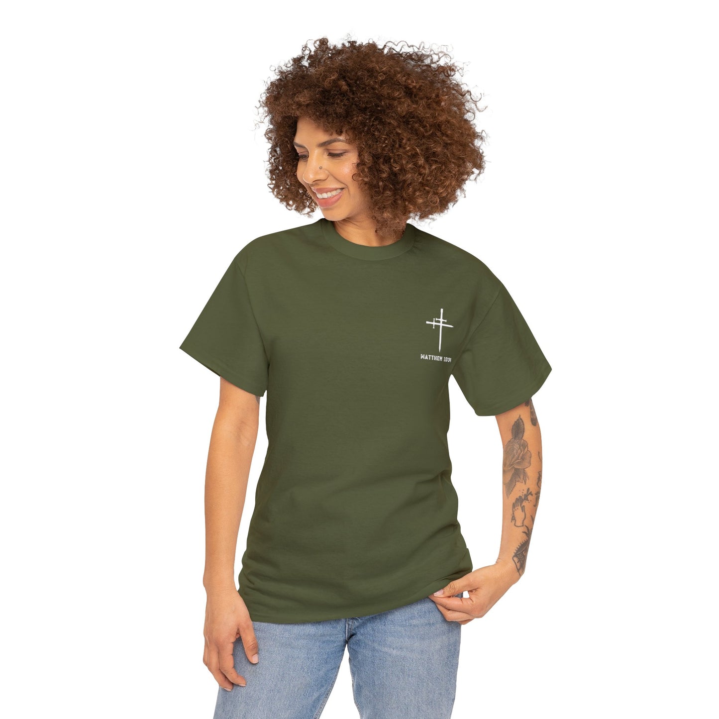Matthew 10:34 Not Peace But A Sword Cotton Tee
