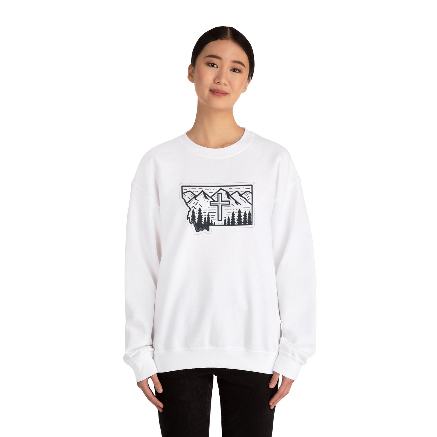 Montana Christian Cross Unisex Heavy Blend™ Crewneck Sweatshirt