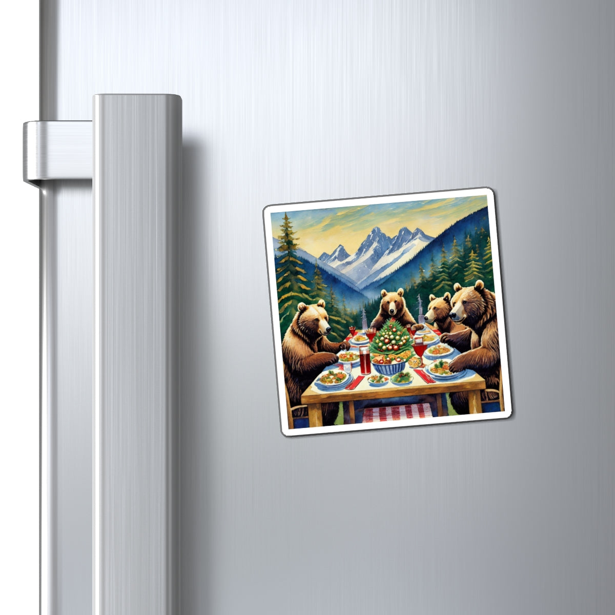 Grizzly Bear Christmas Dinner Magnet