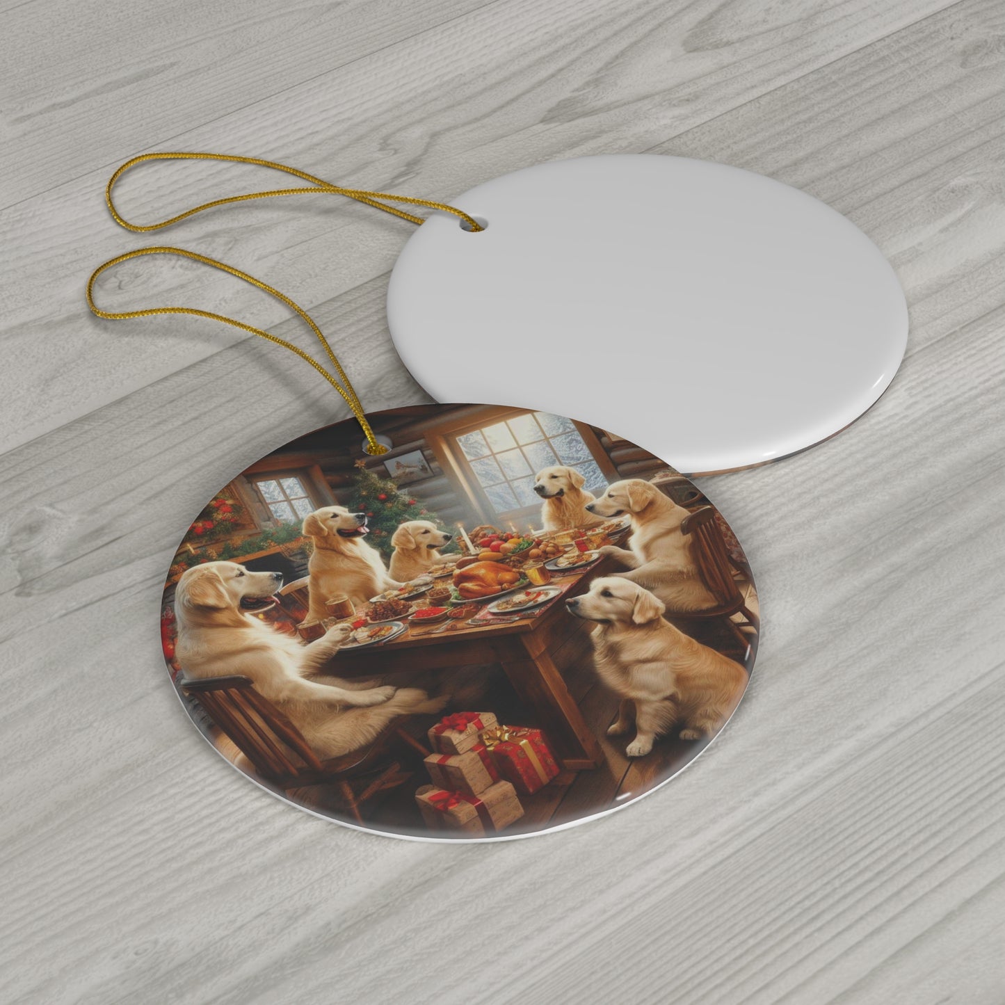 Golden Retriever Christmas Dinner Ornament