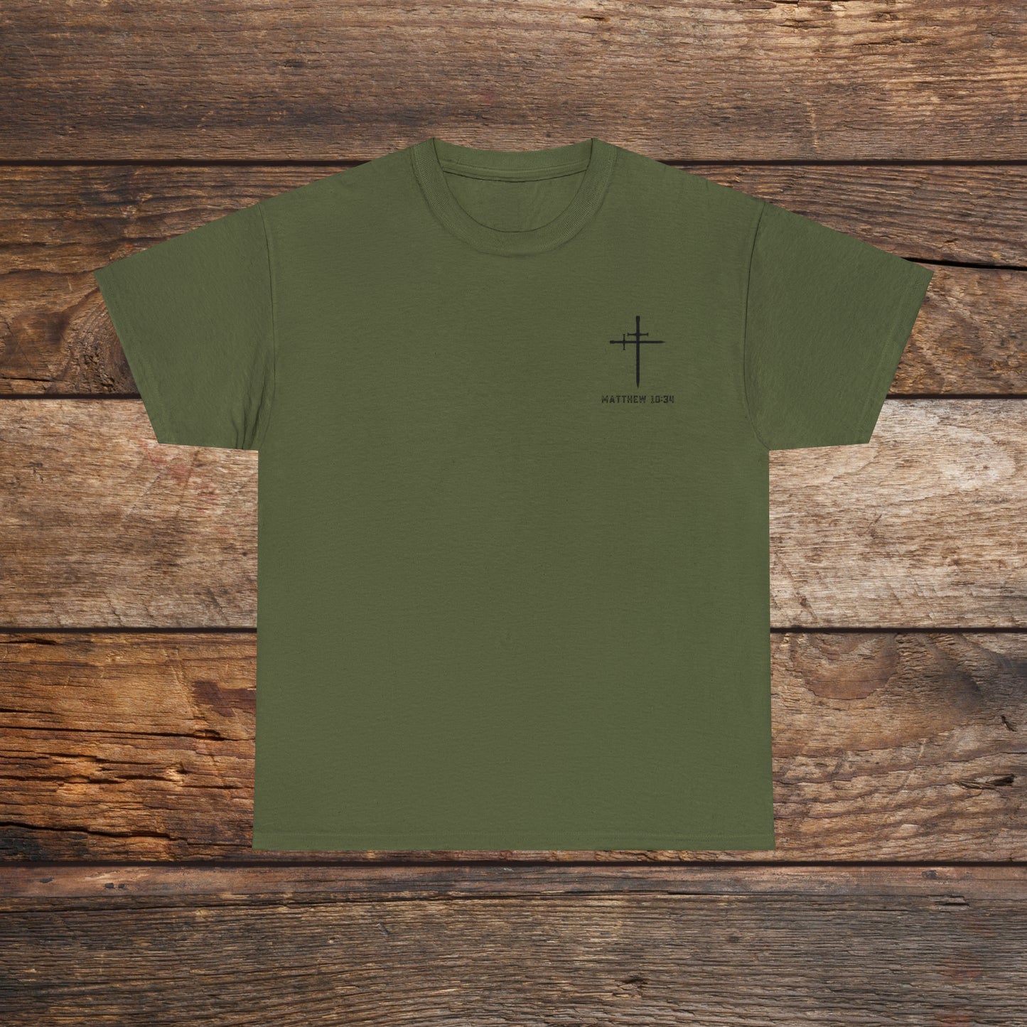 Matthew 10:34 Not Peace But A Sword Cotton Tee