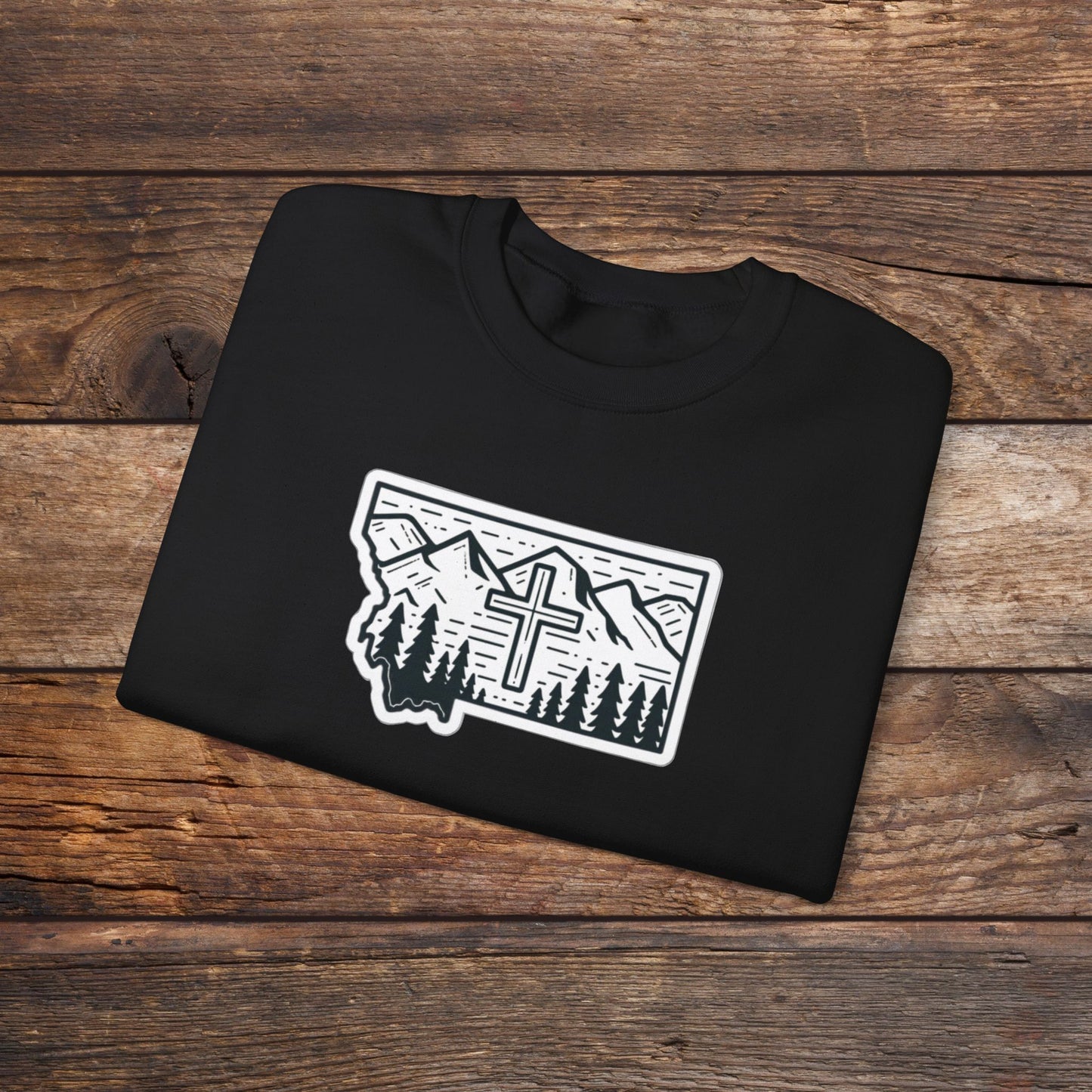 Montana Christian Cross Unisex Heavy Blend™ Crewneck Sweatshirt