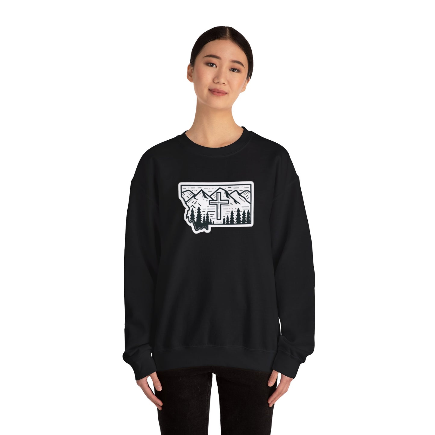 Montana Christian Cross Unisex Heavy Blend™ Crewneck Sweatshirt