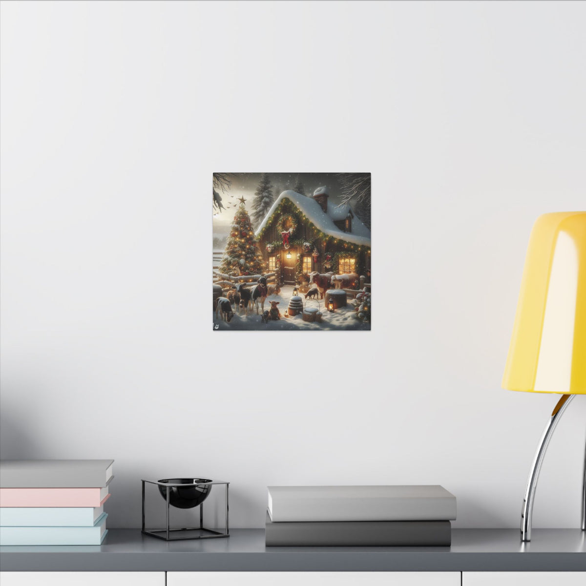 Christmas Cottage Canvas Wall Art