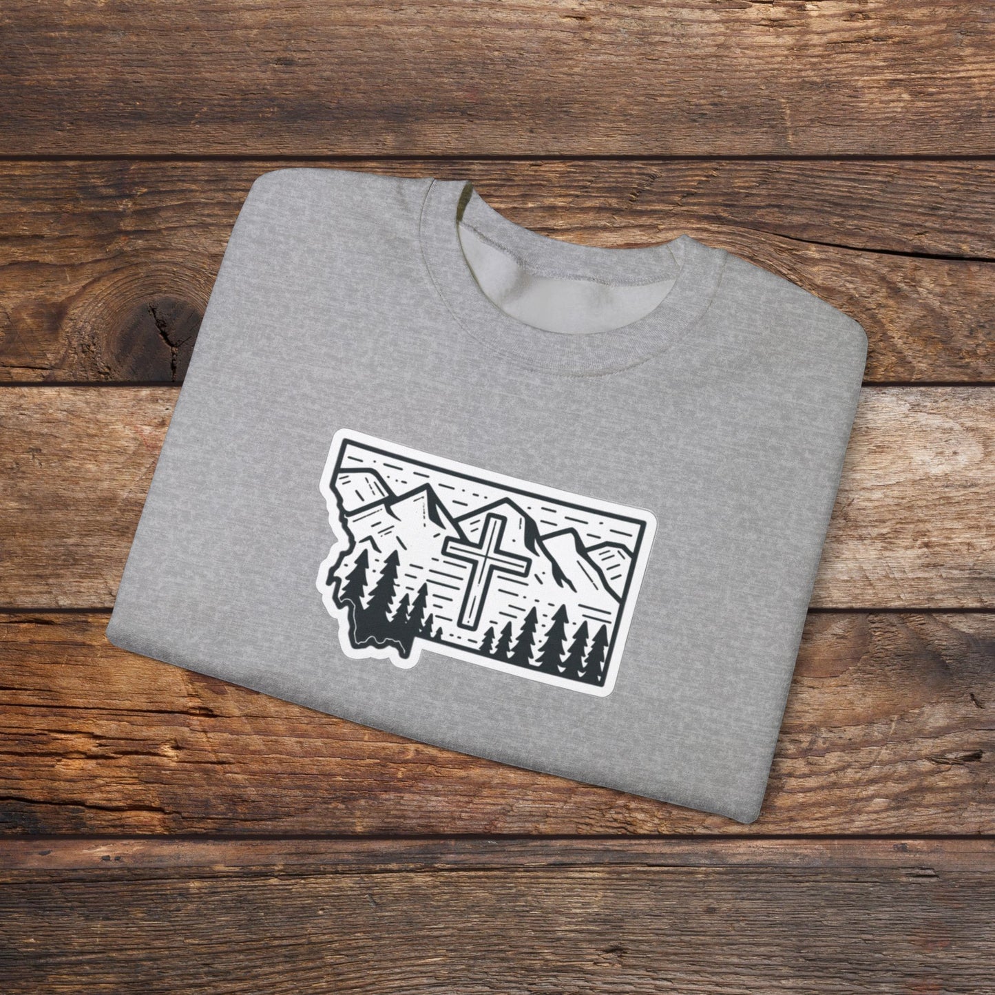 Montana Christian Cross Unisex Heavy Blend™ Crewneck Sweatshirt