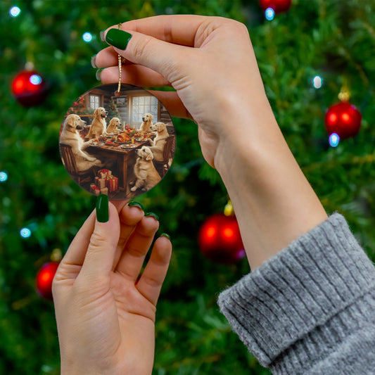 Golden Retriever Christmas Dinner Ornament