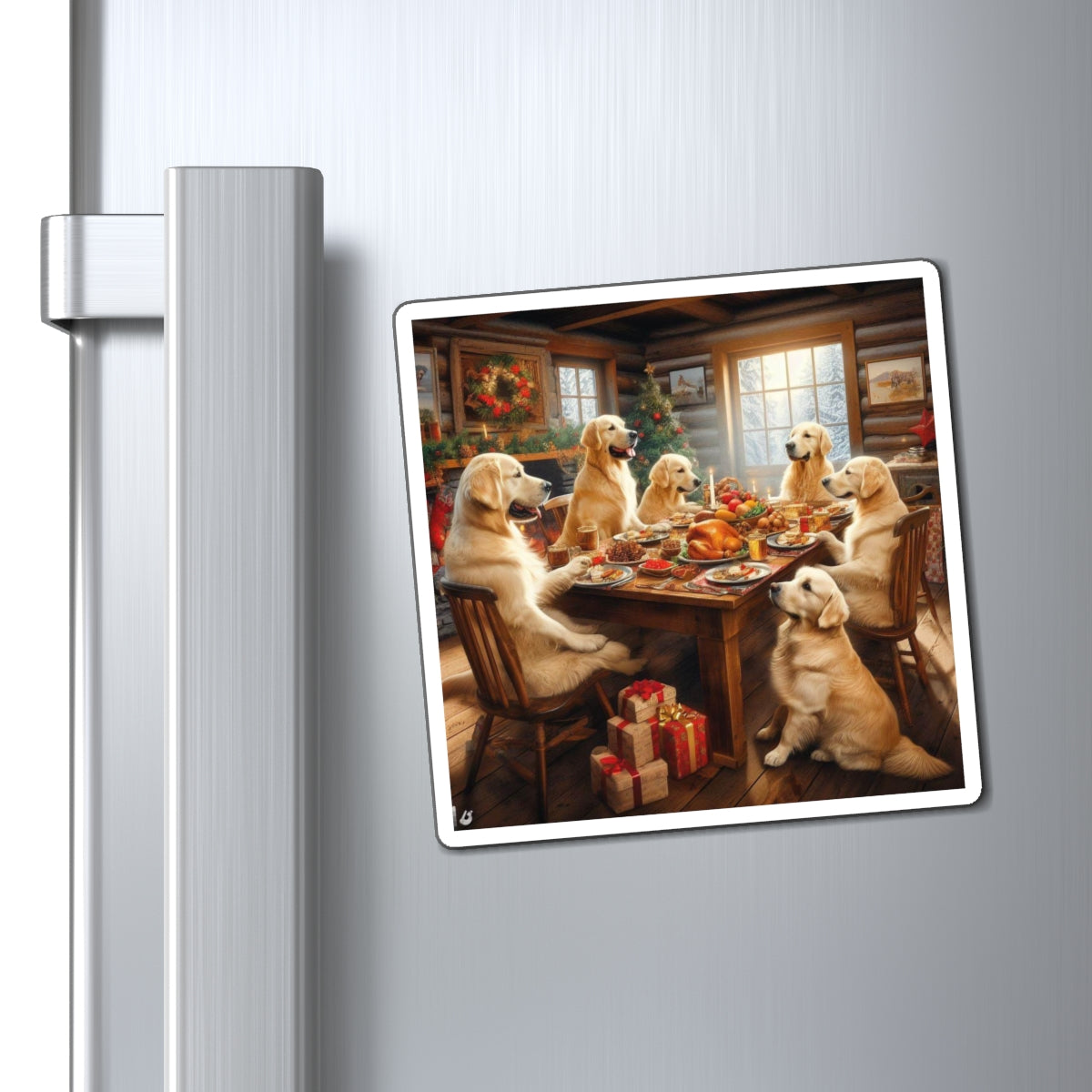 Golden Retriever Christmas Dinner Magnet