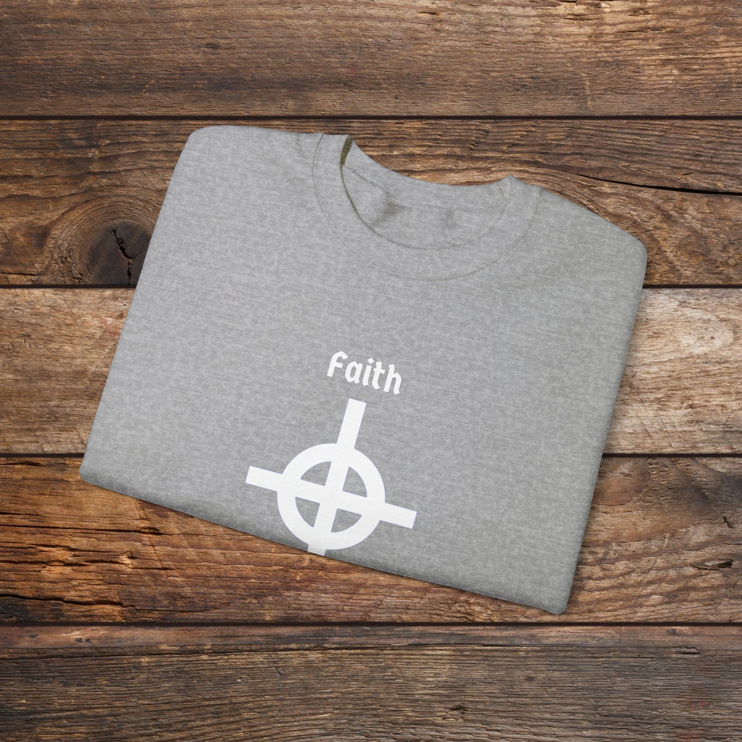 Faith and Folk Long Celtic Cross Large Front Logo Crewneck Sweatshirt