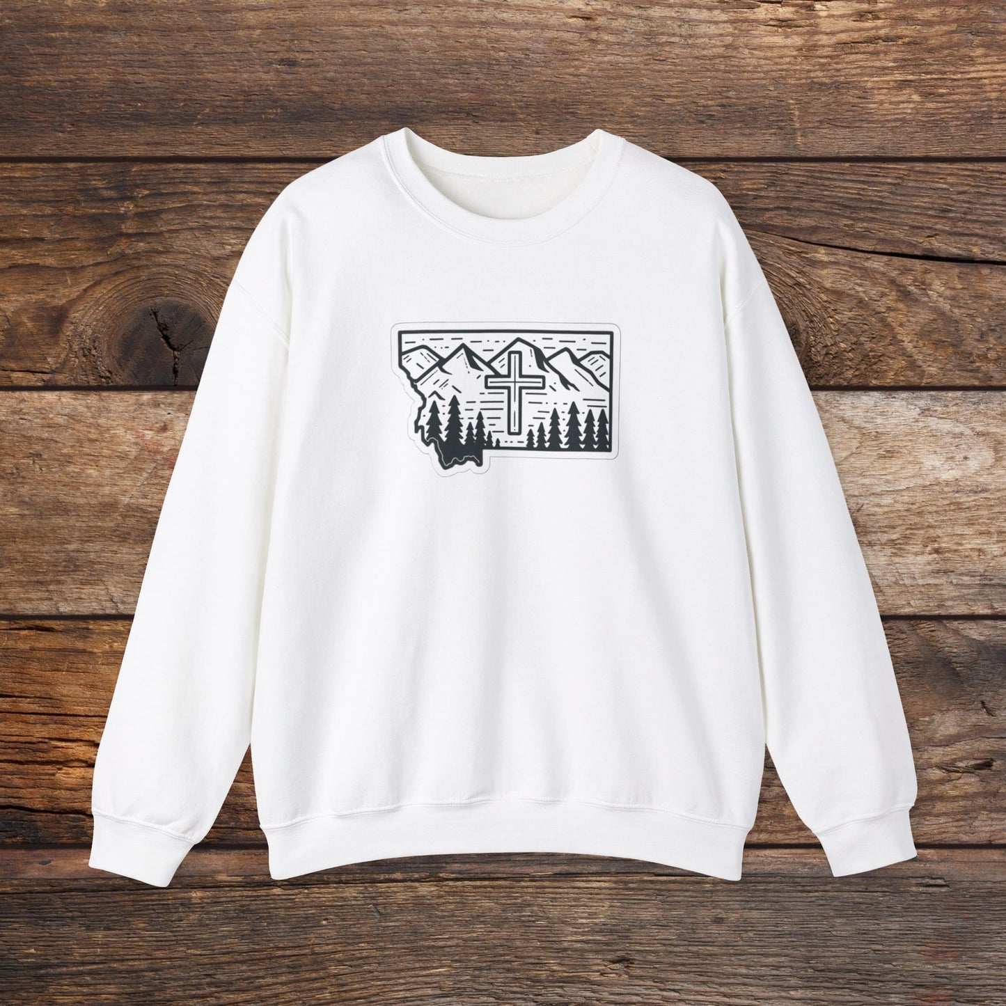 Montana Christian Cross Unisex Heavy Blend™ Crewneck Sweatshirt