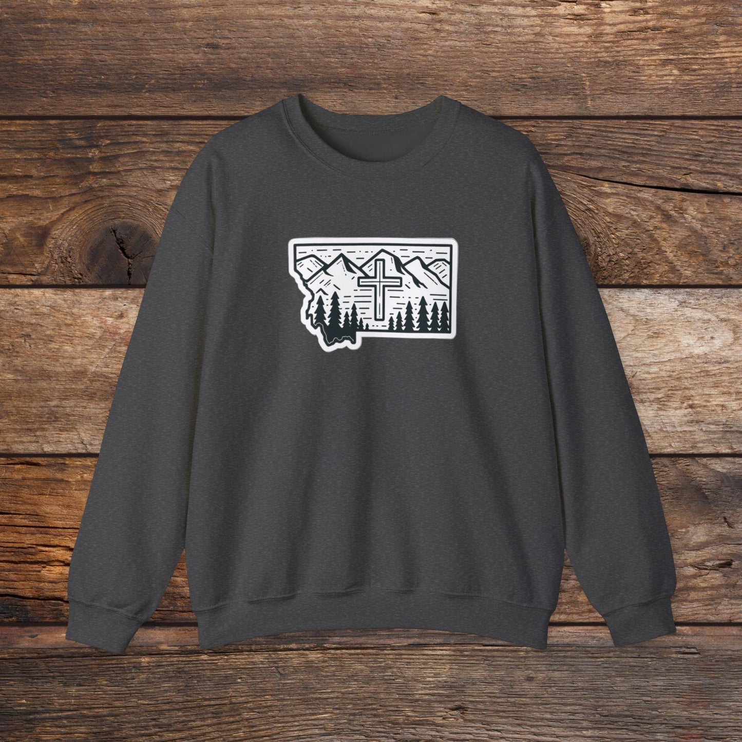 Montana Christian Cross Unisex Heavy Blend™ Crewneck Sweatshirt