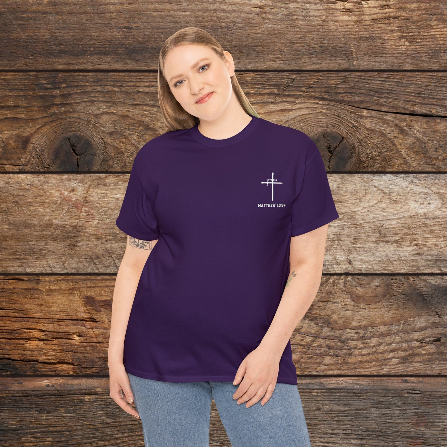 Matthew 10:34 Not Peace But A Sword Cotton Tee