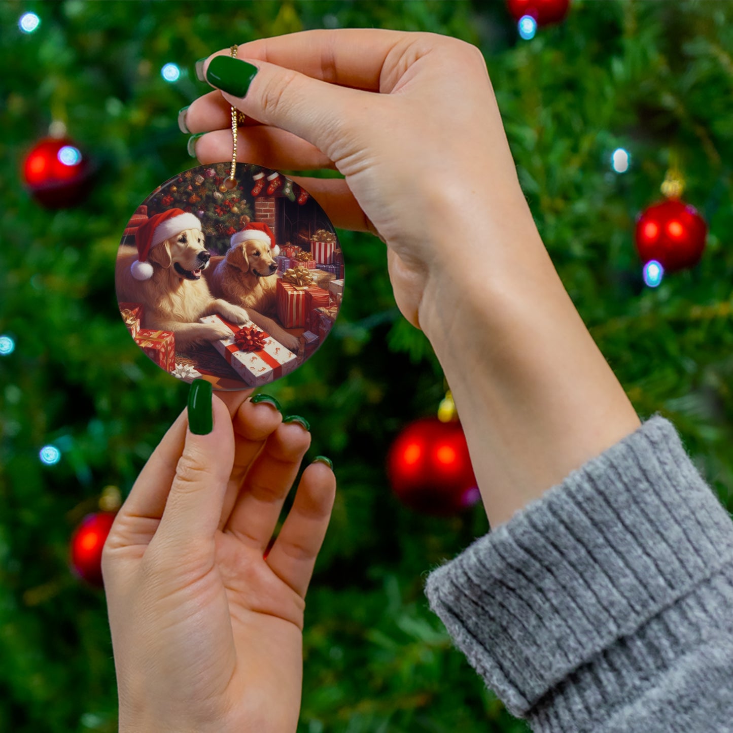 Golden Retriever Christmas Morning Ornament