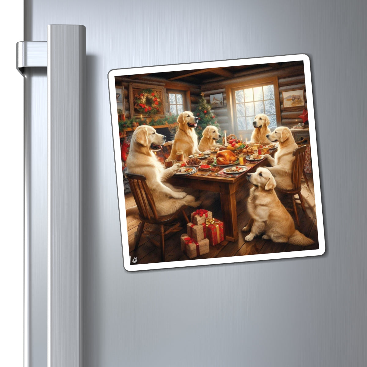 Golden Retriever Christmas Dinner Magnet