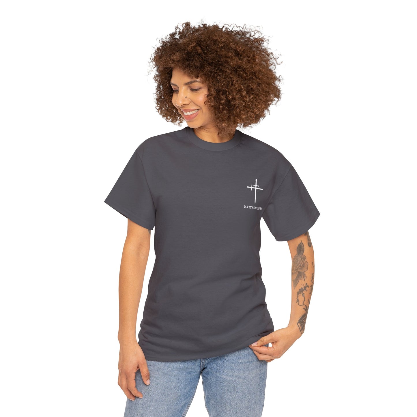Matthew 10:34 Not Peace But A Sword Cotton Tee