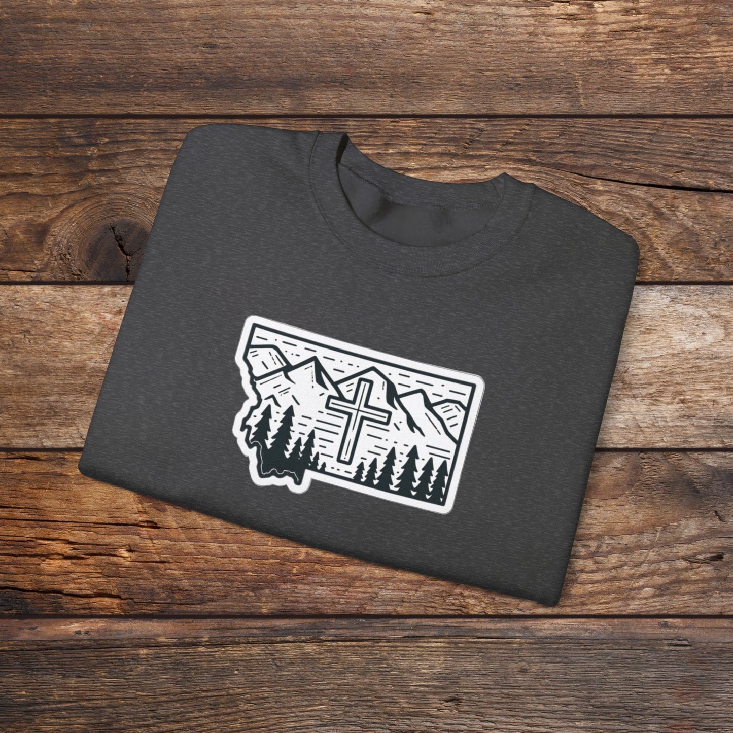 Montana Christian Cross Unisex Heavy Blend™ Crewneck Sweatshirt