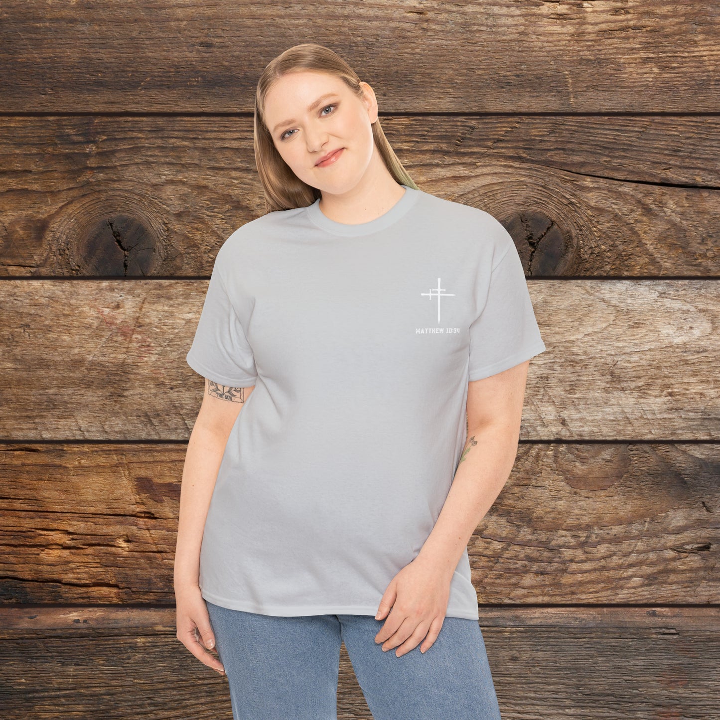 Matthew 10:34 Not Peace But A Sword Cotton Tee