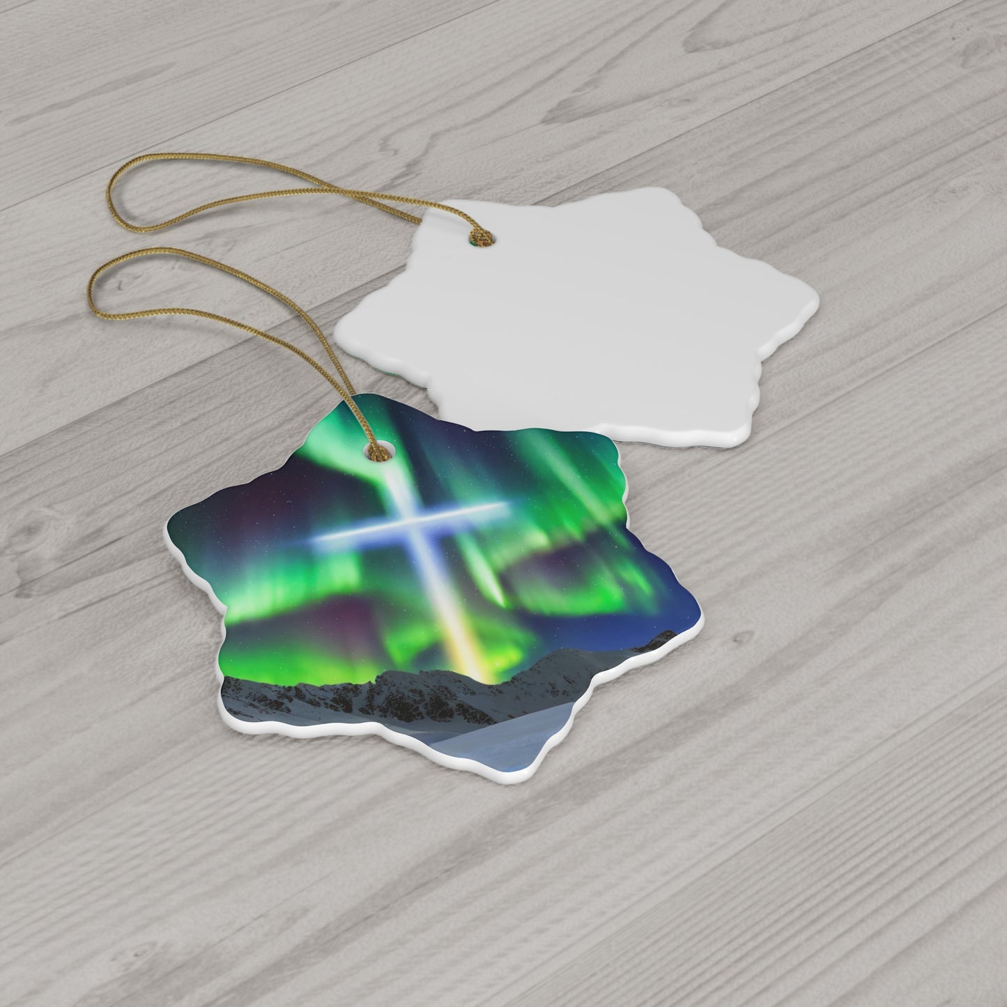 Northern Lights Cross Ornament