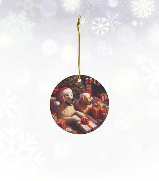 Golden Retriever Christmas Morning Ornament