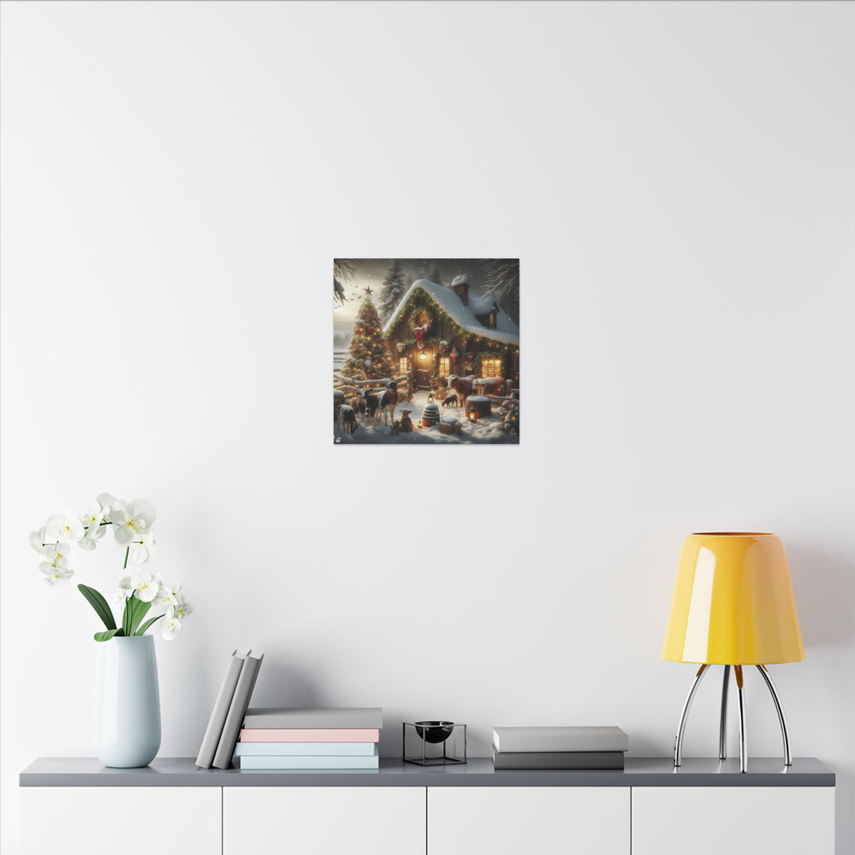 Christmas Cottage Canvas Wall Art