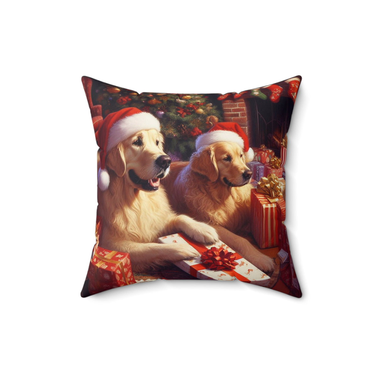 Golden Retrievers Christmas Morning Pillow