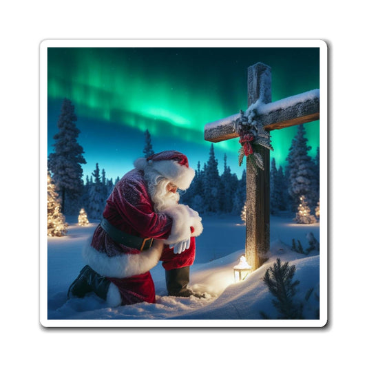Santa Kneeling Cross Magnet