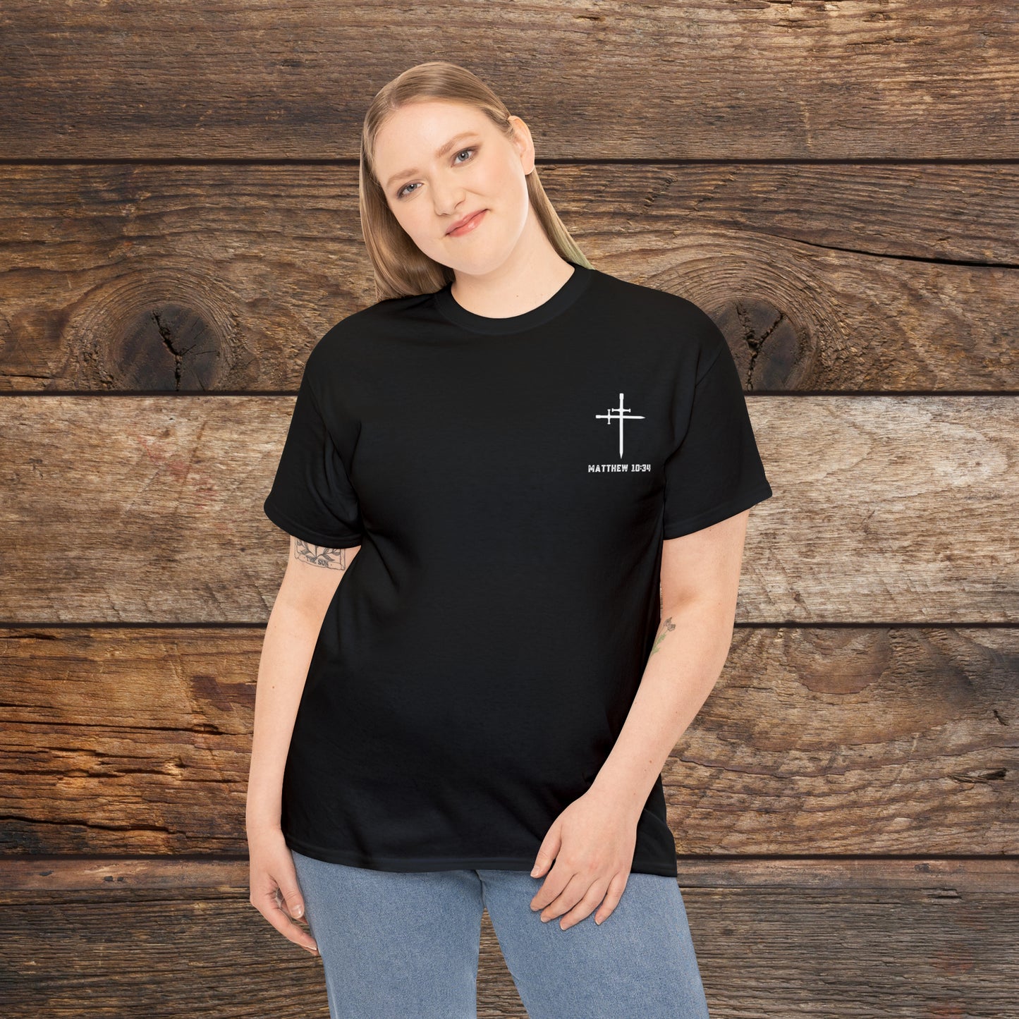 Matthew 10:34 Not Peace But A Sword Cotton Tee