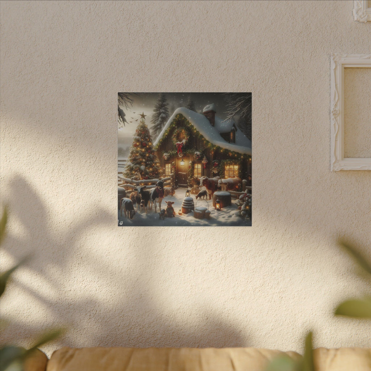 Christmas Cottage Canvas Wall Art