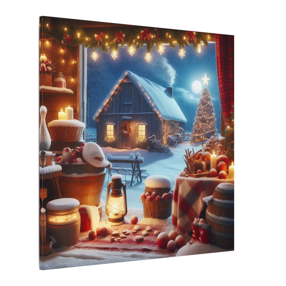 Christmas Cottage Matte Canvas Wall Art