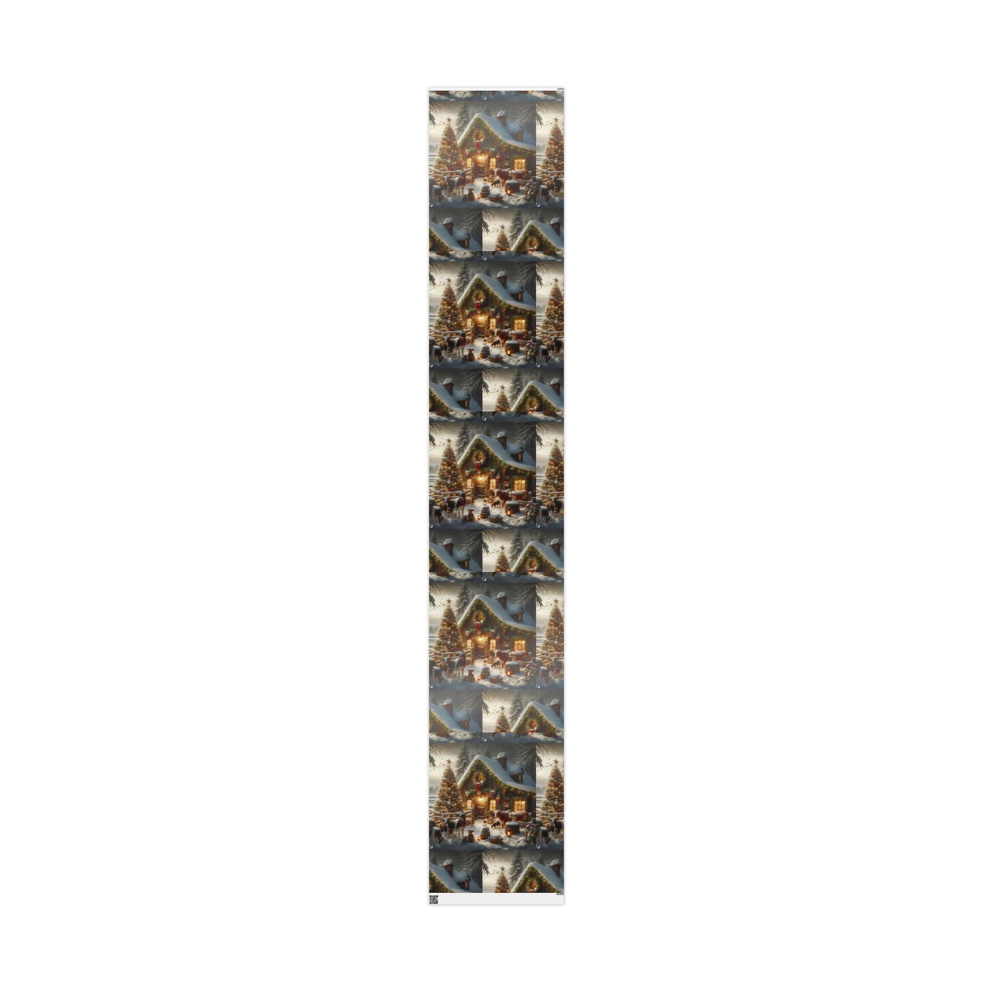 Christmas Cabin Wrapping Paper - Rustic Winter Landscape Gift Wrap