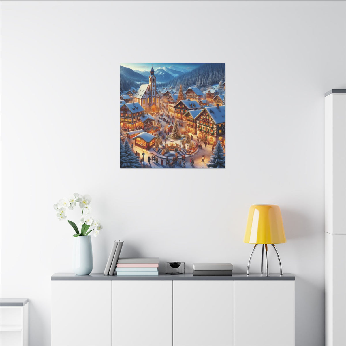 German Winter Village Christmas Canvas Wall Art