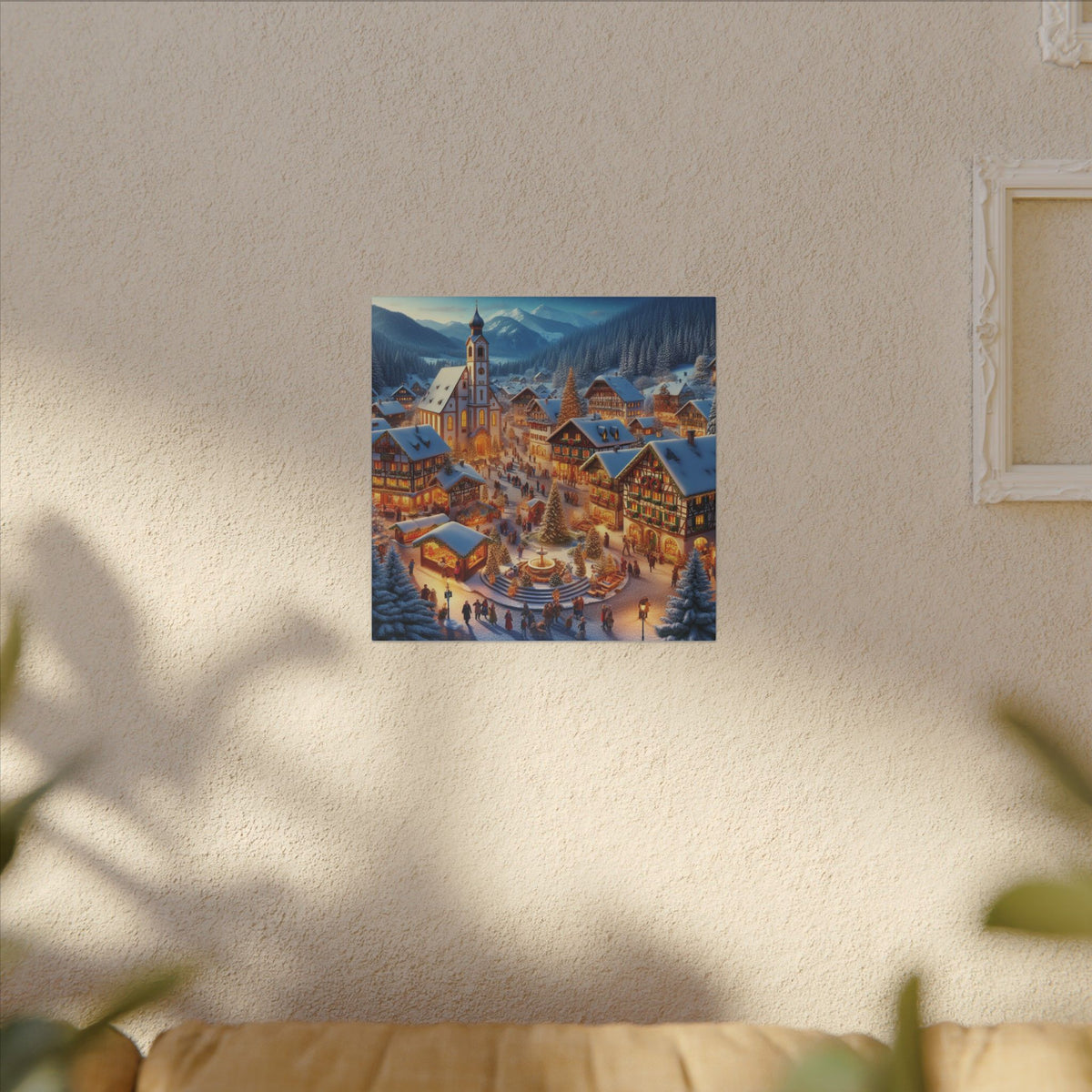 German Winter Village Christmas Canvas Wall Art