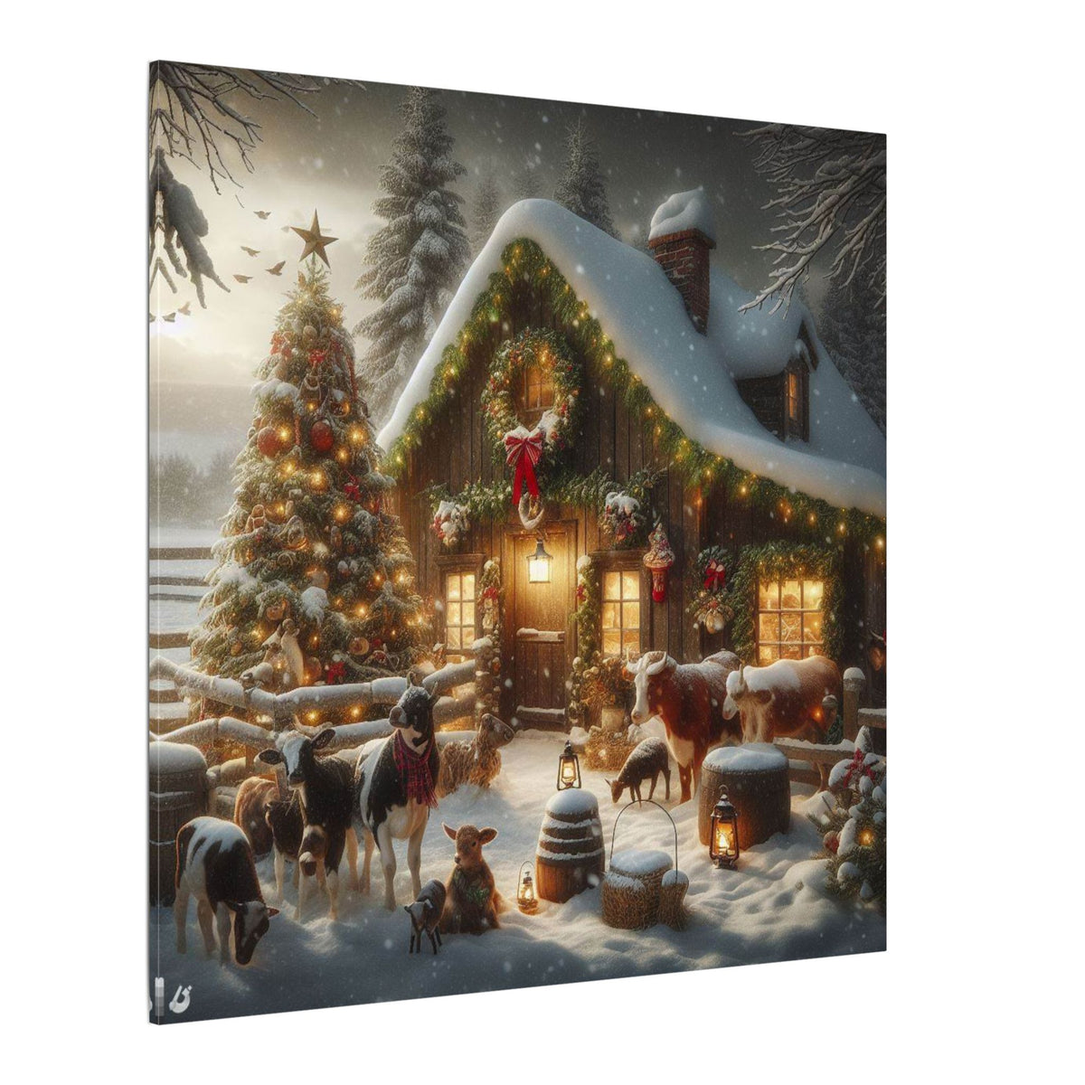 Christmas Cottage Canvas Wall Art