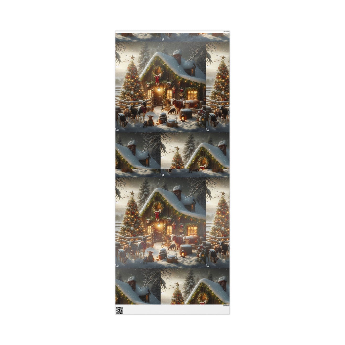 Christmas Cabin Wrapping Paper - Rustic Winter Landscape Gift Wrap
