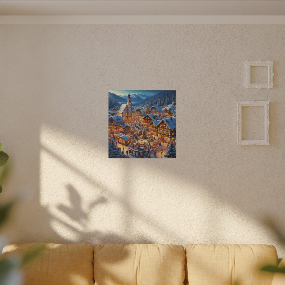 German Winter Village Christmas Canvas Wall Art